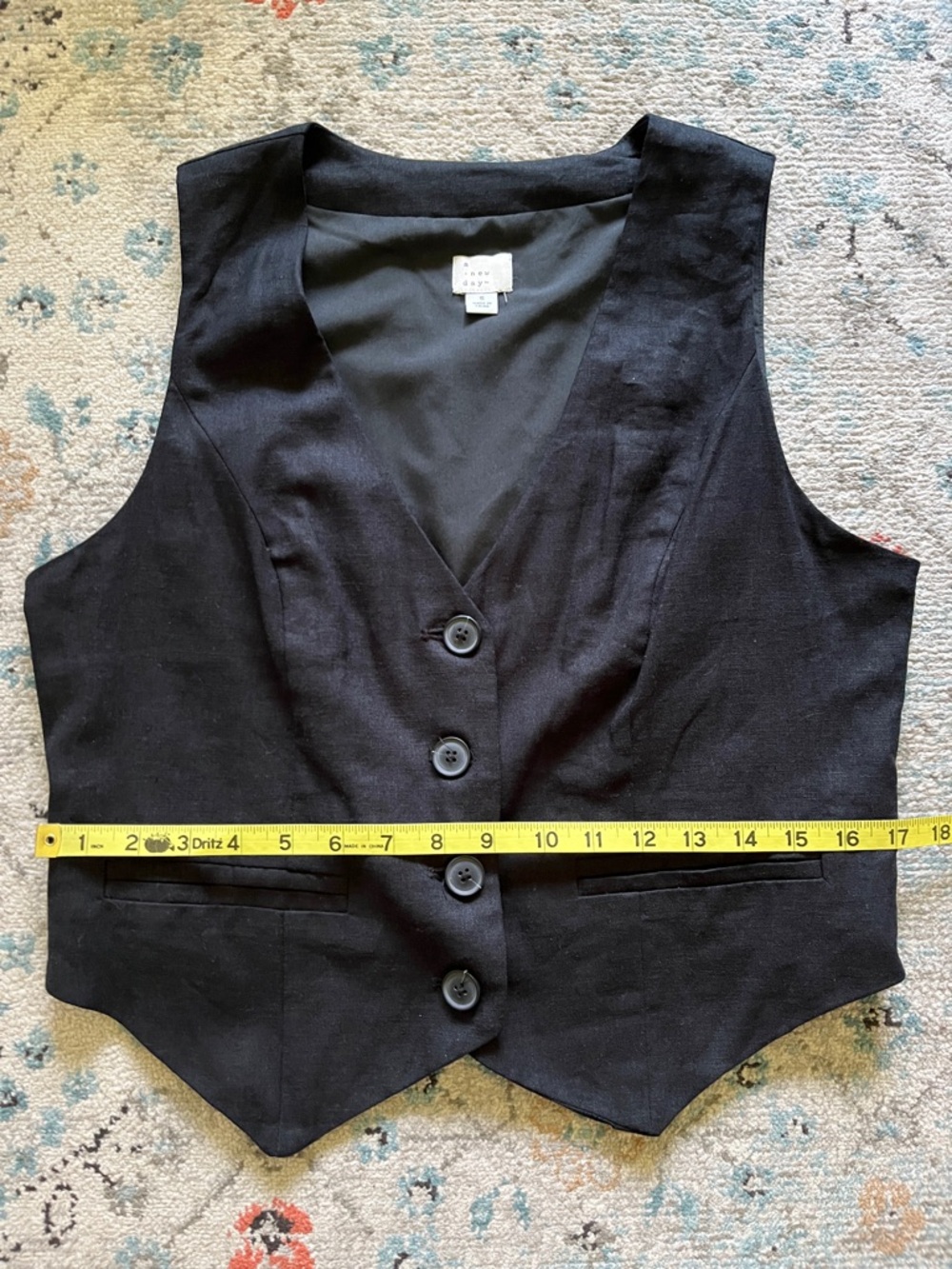 a new day Black Tailored Linen V-Neck Button Vest - Picture 7 of 13